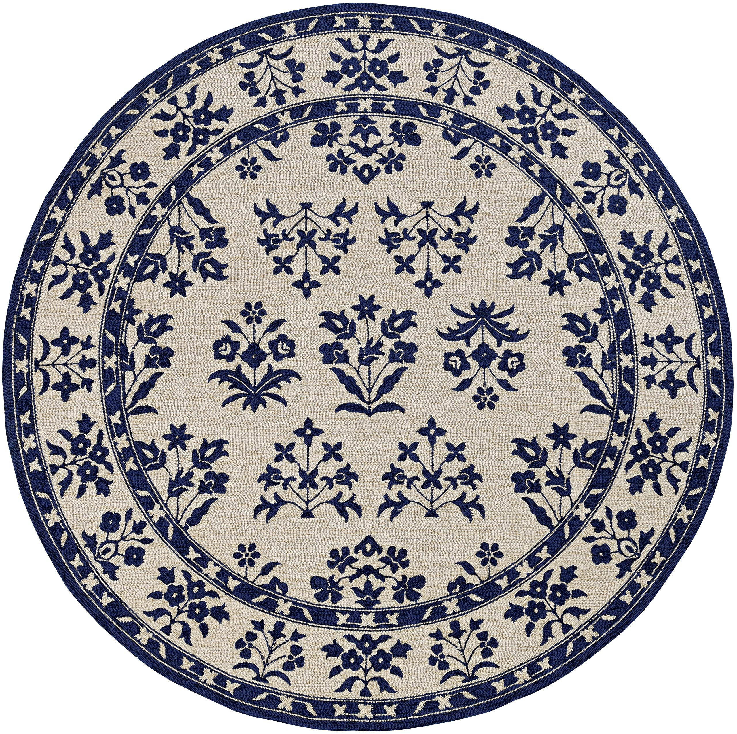 NEW HOME Calypso Shabby Chic Botanical Hand-Made Area Rug - Sand 7'6" Round | Amazon (US)