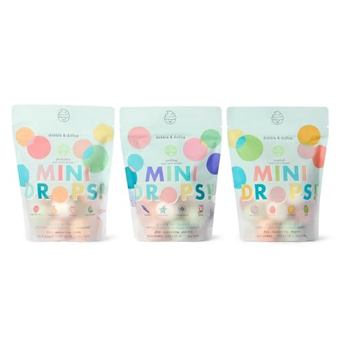 Dabble & Dollop Mini Bath Bombs, 100% Natural Droplets for Kids, Variety Pack - Resealable Pouches, Fizzy, Moisturizing & Fun, Vegan, Gluten-Free, Cruelty-Free (Set of 36) | Amazon (US)