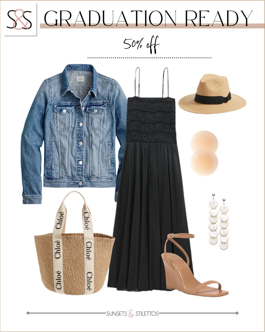 I'm serving you the perfect graduation guest look that works for every celebration this season.

graduation outfit guest dress black maxi dress denim jacket summer wedding guest outfit dressy casual look straw hat brown sandals pearl earrings wicker bag graduation ceremony outfit spring summer dress code appropriate

#LTKOver40 #LTKWorkwear #LTKWedding