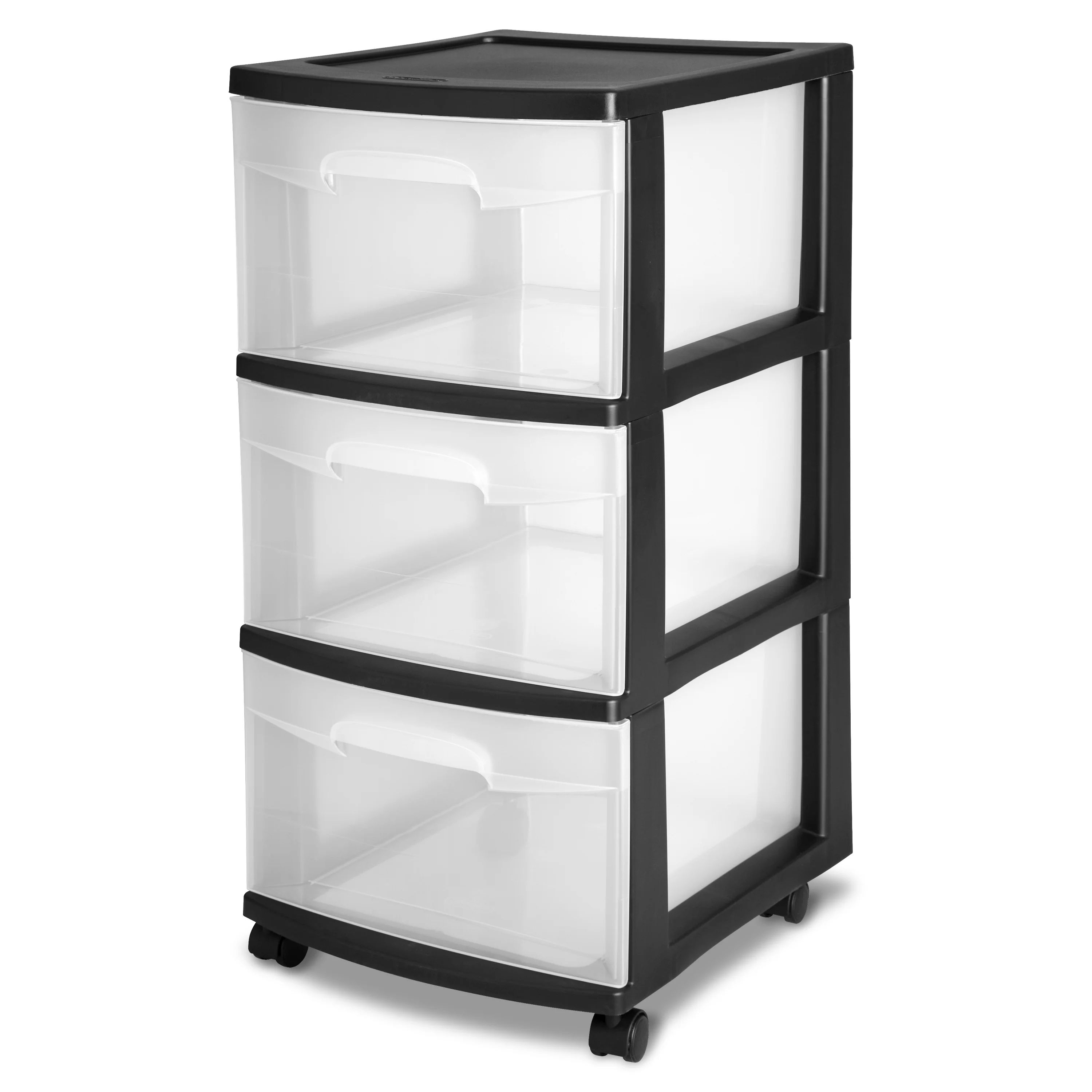 Sterilite 3 Drawer Plastic Cart, Black with Clear Drawers, Adult - Walmart.com | Walmart (US)