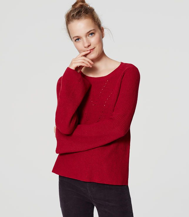 Ribbed Bell Sleeve Sweater | LOFT