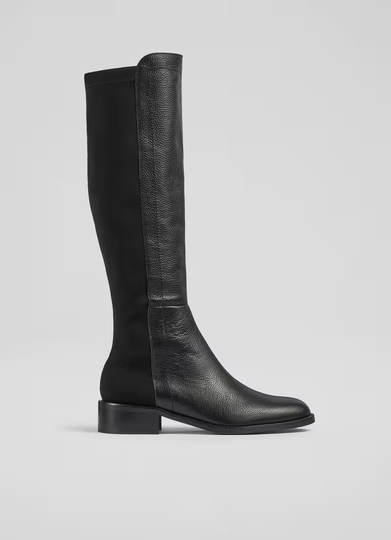 Tallis Black Half And Half Stretch Knee Boot | L.K. Bennett (UK)