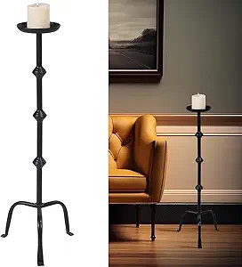 Mumufy 1 Pcs 32 Inch Metal Candlestick Floor Pillar Candleholder Elegant Tall Candleholder Metal ... | Amazon (US)