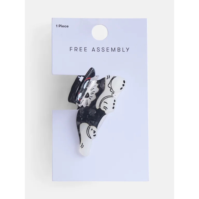 Free Assembly Women\u2019s Dog Hair Claw Clip, Black/White | Walmart (US)