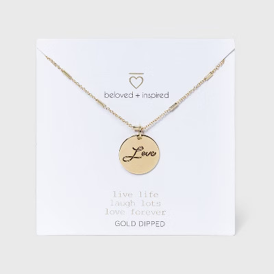 Beloved + Inspired Gold 'Love' Disc Chain Necklace - Gold | Target