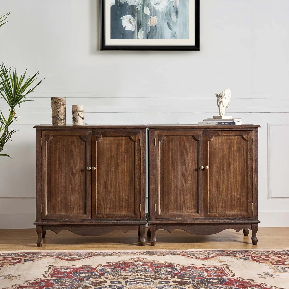Arshawn Traditional 31''W Solid Wood 2 - Door Accent Cabinet with Simple Assembly (Set of 2) | Wayfair North America