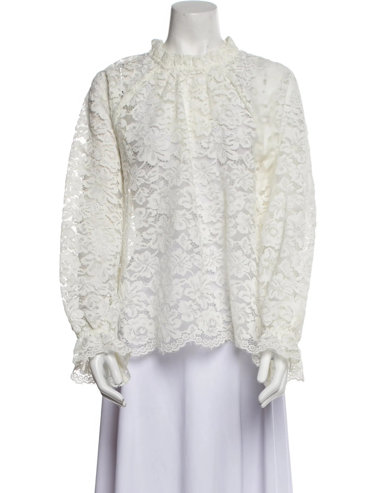 Lace Pattern Mock Neck Blouse | The RealReal