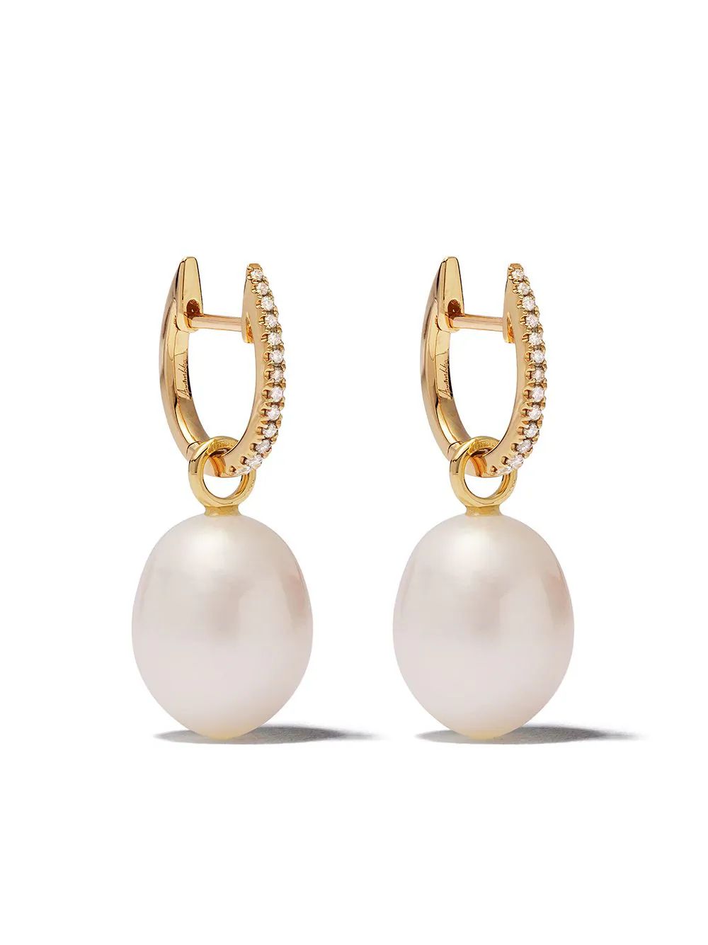 18kt gold diamond pearl drop earrings | Farfetch Global
