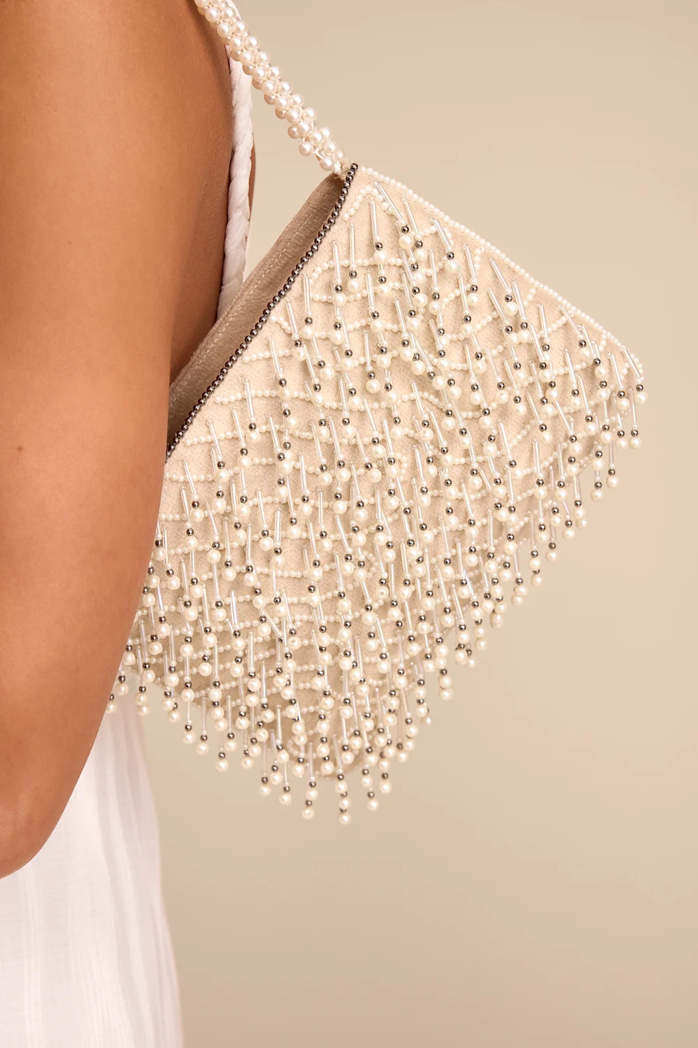 Arla Ivory Pearl Fringe Shoulder Bag | Lulus