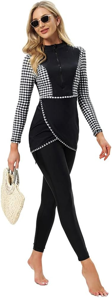 OBEEII Muslim Swimsuits for Women Full Coverage Swimwear Islamic Long Sleeve Bathing Suit Burkini... | Amazon (US)