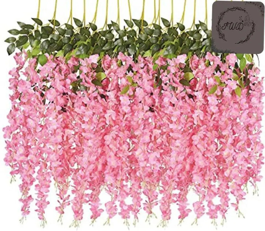 Pink Wisteria Hanging Flower Vines Garland Wedding Wedding Centerpieces Home Decor Faux Vines Jar... | Etsy (US)