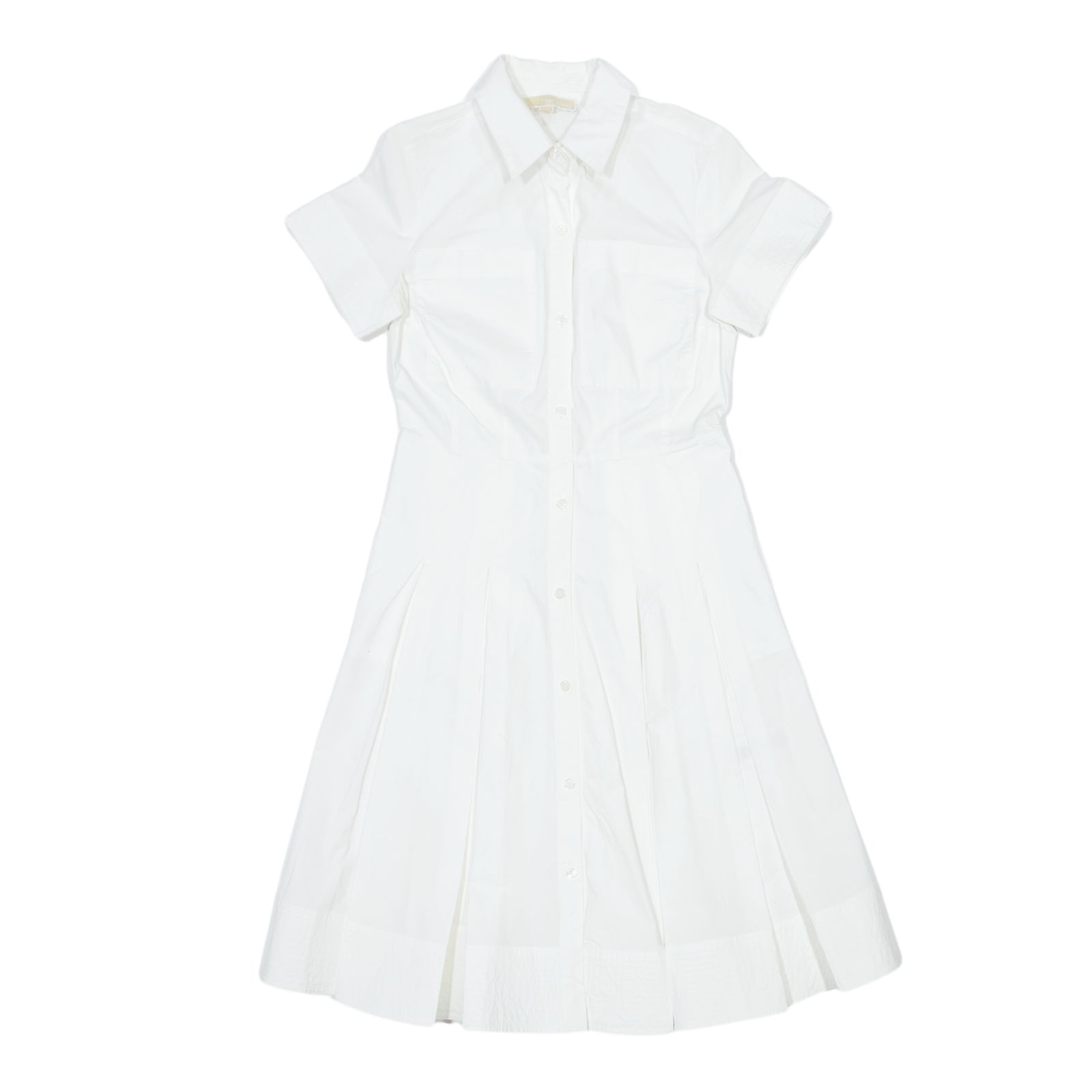 MICHAEL KORS Pleated Shirt Dress White Short Sleeve Midi Womens UK 4 | eBay UK