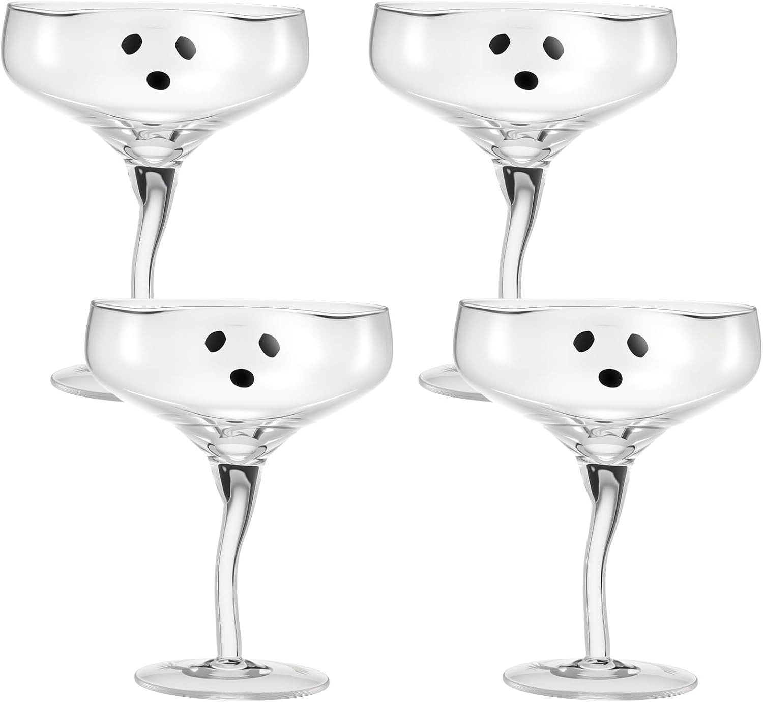 Baderke 4 Pcs Halloween Ghost Martini Glasses 13 oz Margarita Cups, Clear | Amazon (US)