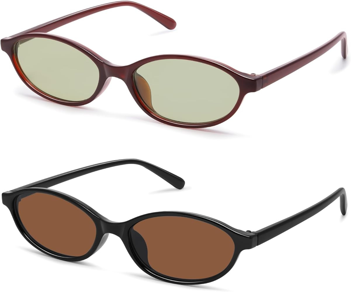 Retro Oval Sunglasses for Women Trendy Small 90s Style Vintage Narrow Cat Eye Frame GM9603 | Amazon (US)