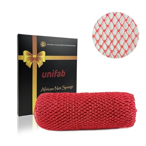 Unifab African Net Sponge Authentic Real African Exfoliating Net Bath Sponge Wash Cloth Exfoliating Washcloth African Net Cloth Body Scrubber for Shower Red | Amazon (US)