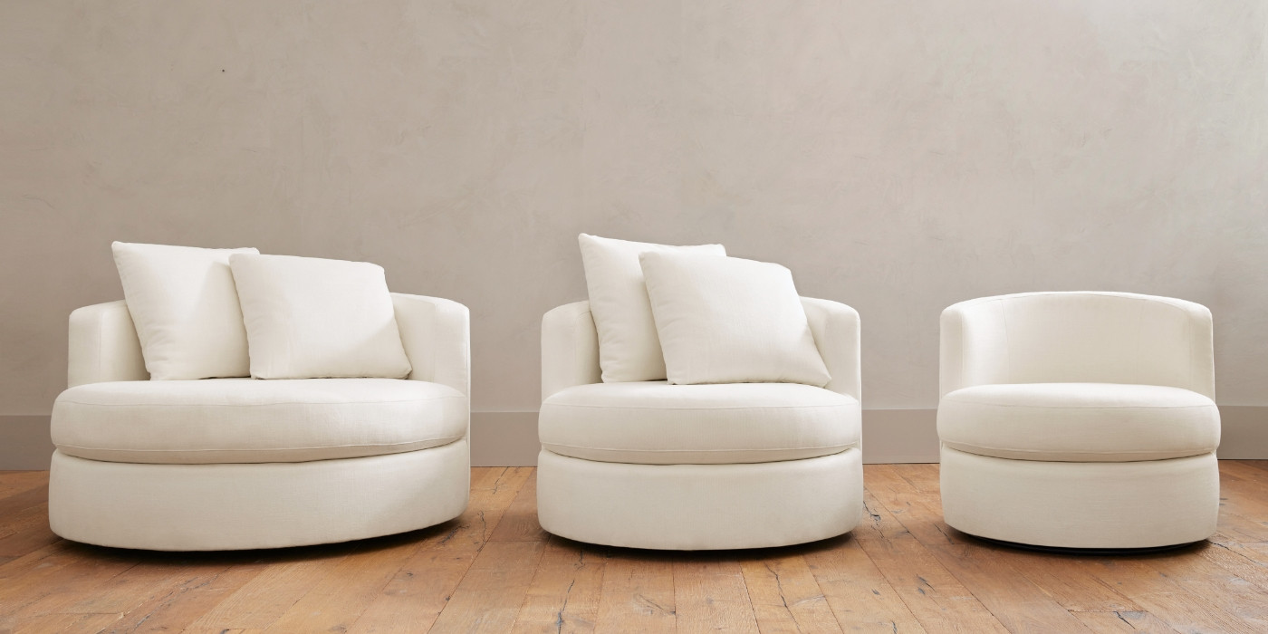 Balboa Upholstered Swivel Armchair | Pottery Barn (US)