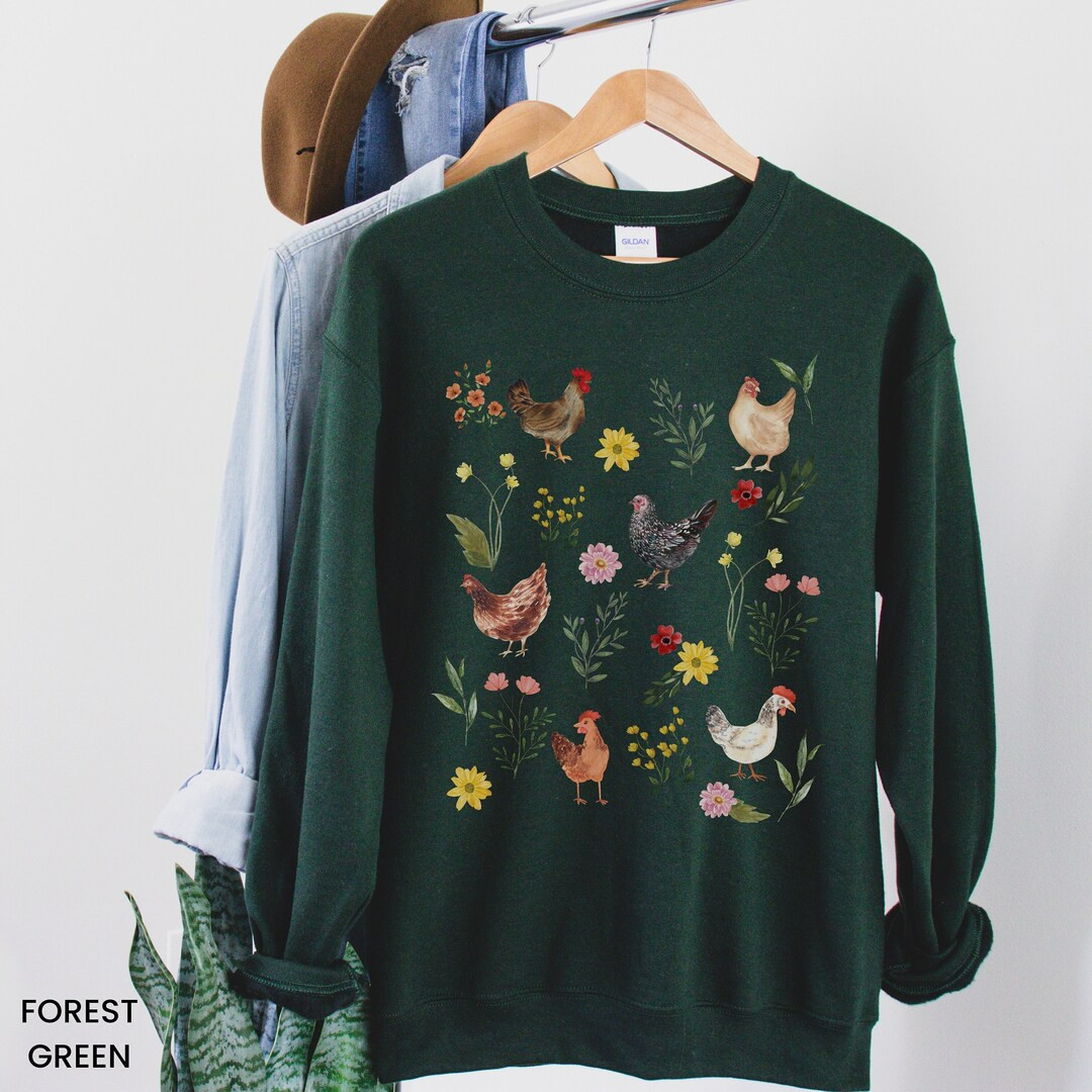 Wildflower Chicken Sweatshirt Ladies Chicken Sweater Chicken - Etsy | Etsy (US)