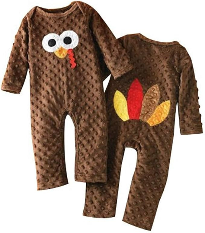 FIOMVA Newborn Infant Baby Boy Girl Thanksgiving Romper Turkey Bodysuit Jumpsuit One-Piece Clothes O | Amazon (US)