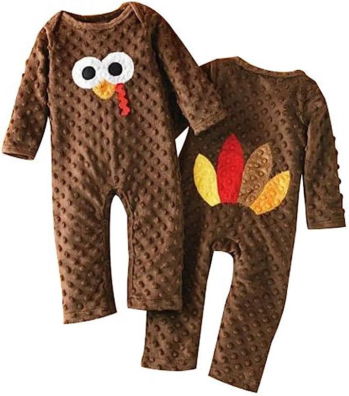 FIOMVA Newborn Infant Baby Boy Girl Thanksgiving Romper Turkey Bodysuit Jumpsuit One-Piece Clothes O | Amazon (US)