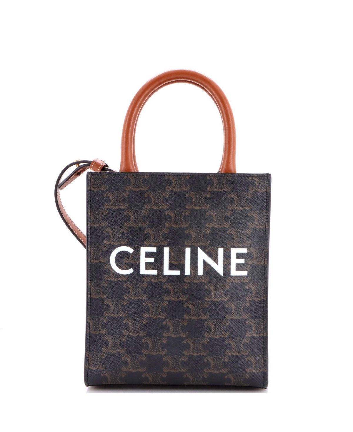 Pre-Owned Celine Mini Vertical Cabas Tote Triomphe Coated Canvas - Brown | Macy's