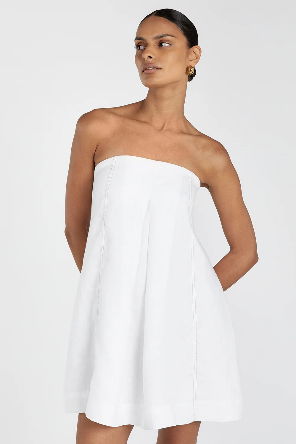 SIMONA WHITE LINEN MINI DRESS | DISSH