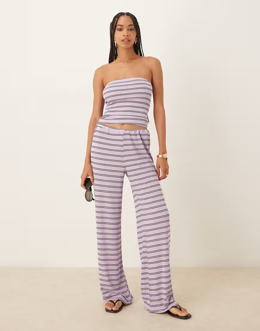 ASOS DESIGN stripe pants in lilac - part of a set-Purple | ASOS (Global)