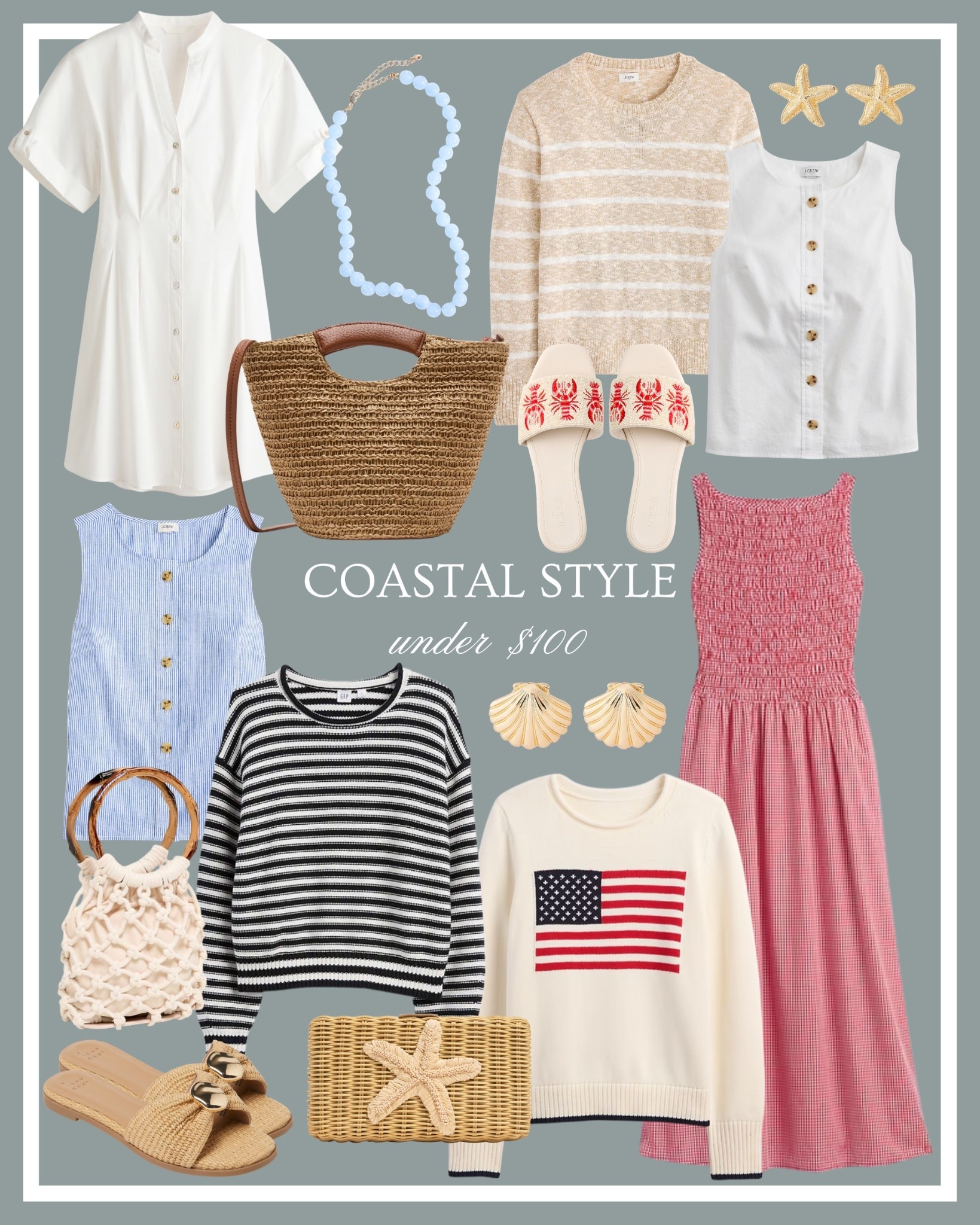 Coastal style under $100! 🤍🐚🌊🇺🇸 Affordable summer style, coastal style inspo, coastal grandmother style, coastal grandmother outfit, coastal granddaughter style 

#LTKSeasonal #LTKHome