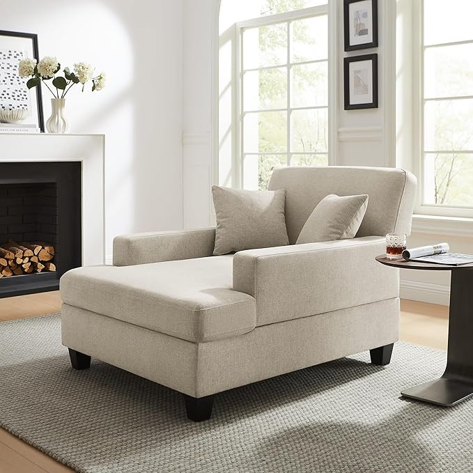 47" Chaise Lounge Chair Indoor with Adjustable Backrest & Pillows, Oversized Chair Upholstered Sl... | Amazon (US)