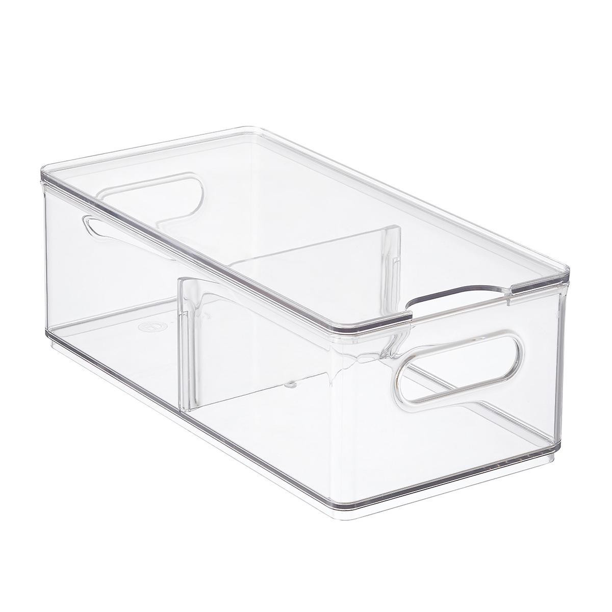 THE HOME EDIT T.H.E.Large Divided Fridge Bin Clear | The Container Store