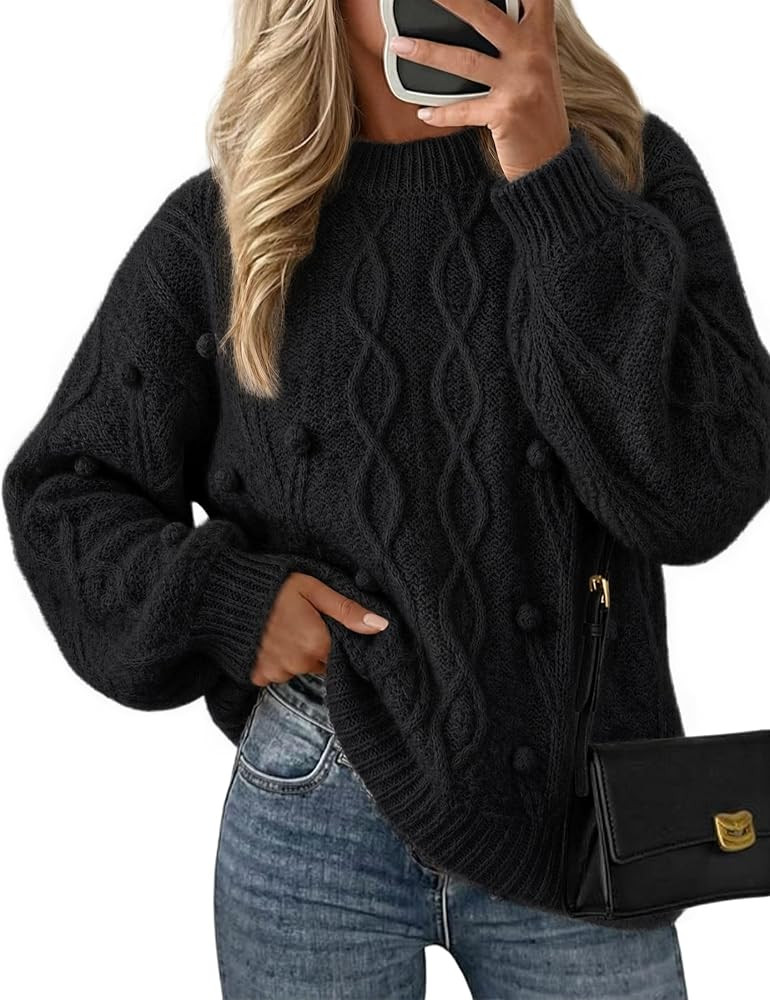 ZESICA Women's Fall Winter Cable Knit Oversized Cozy Knit Pullover Sweaters | Amazon (US)