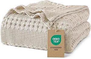 PHF 100% Cotton Waffle Weave Blanket Queen Size for Bed, Soft Lightweight & Breathable for Spring... | Amazon (US)