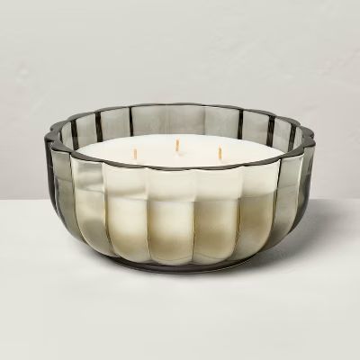 5-Wick Tinted Glass Dried Eucalyptus Scalloped Jar Candle Gray 32oz - Hearth & Hand™ with Magno... | Target