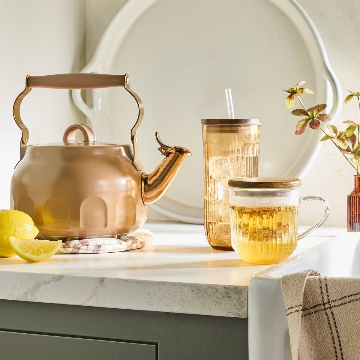 Teapot with Copper Accents Tan - Hearth & Hand™ with Magnolia | Target