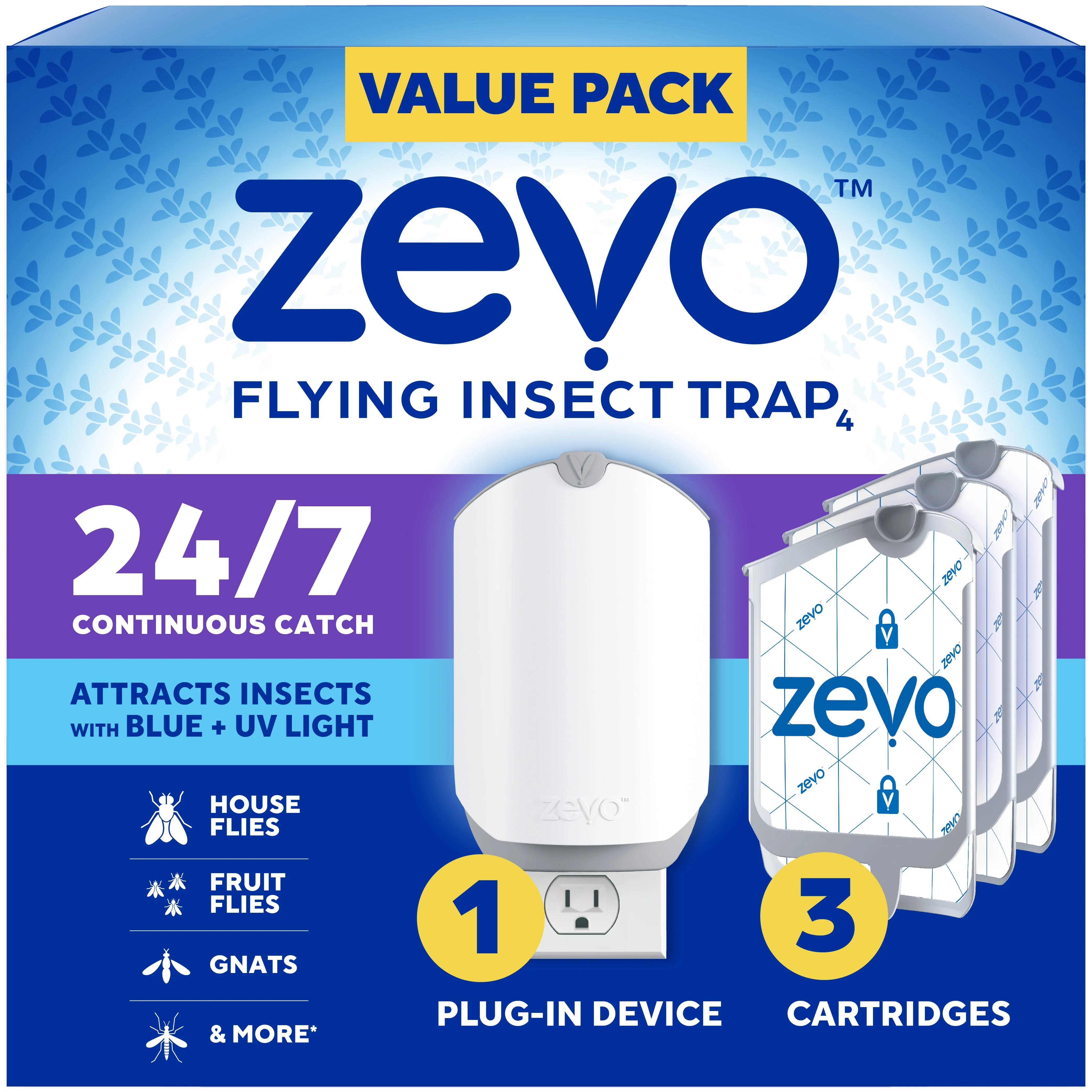 Zevo Flying Insect Indoor Fly Trap: Easy, Mess-Free Solution - Light Trap Catches & Kills House F... | Walmart (US)