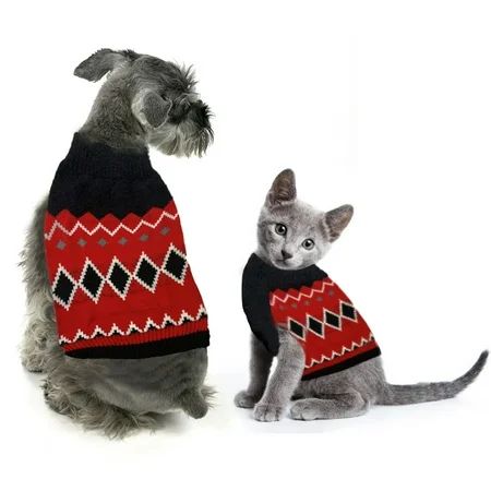 Red Argyle Pet Sweater, X-Small | Walmart (US)