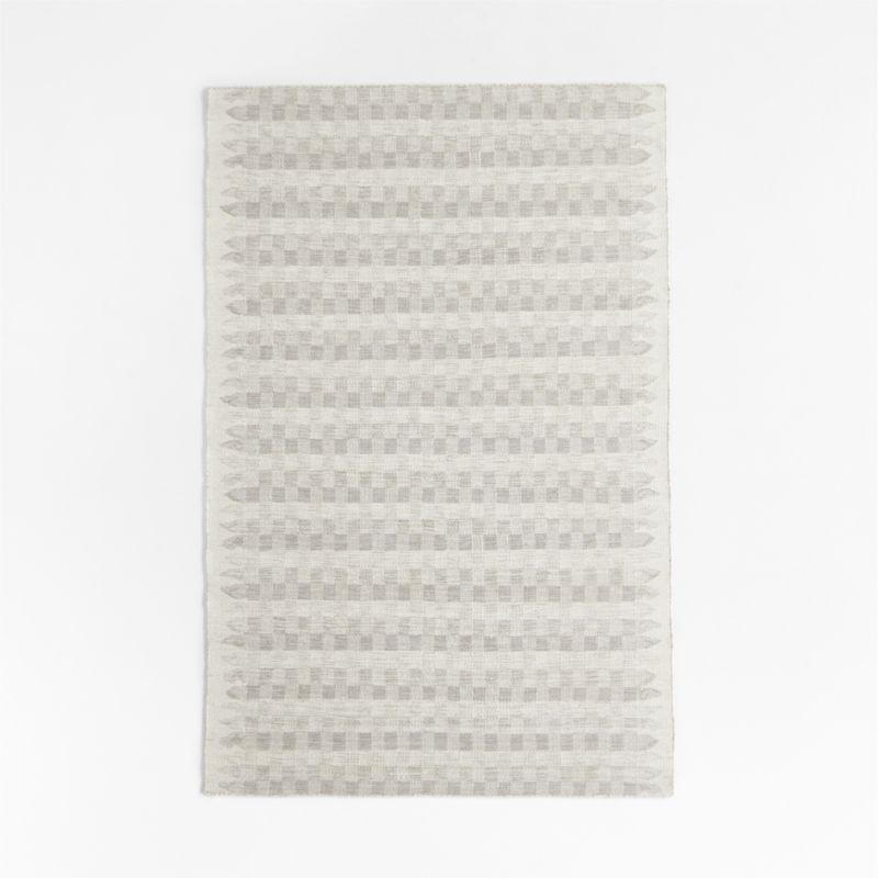 Flatweave Wool Checkerboard Warm Oat Grey Kids Area Rug 6x9 | Crate & Kids | Crate & Barrel