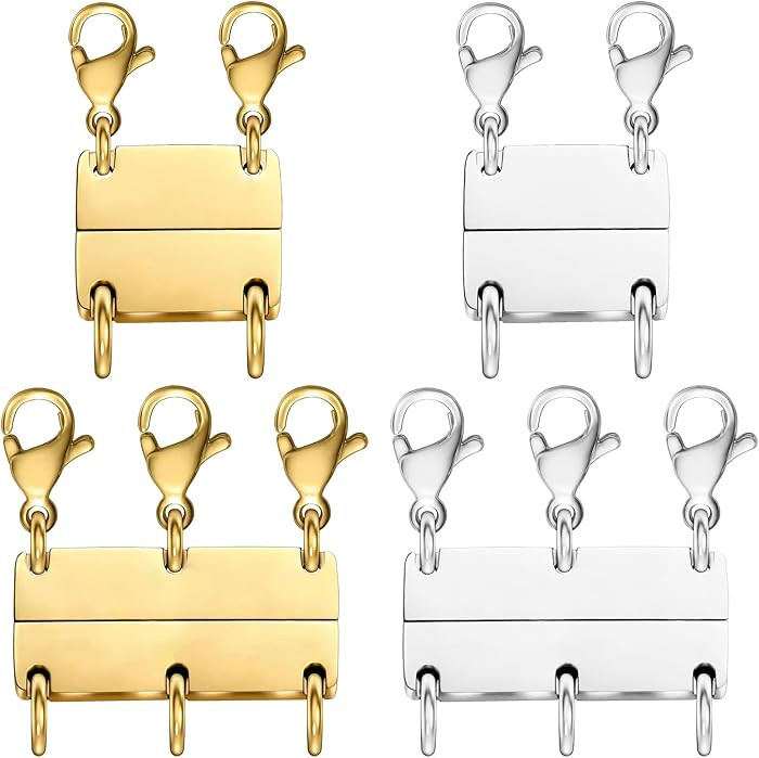 OHINGLT Layered Necklace Clasp 18K Gold and Silver Necklace Separator for Layering, Multiple Jewe... | Amazon (US)