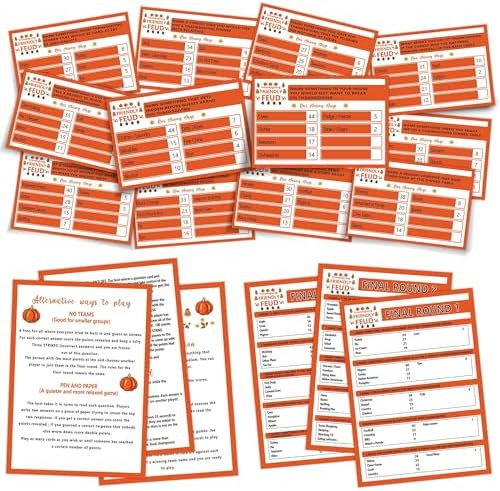 Thanksgiving Friendly Feud Quiz, Family Game Night, Baby Shower Cards for Adults, 12 Question & 3... | Amazon (US)