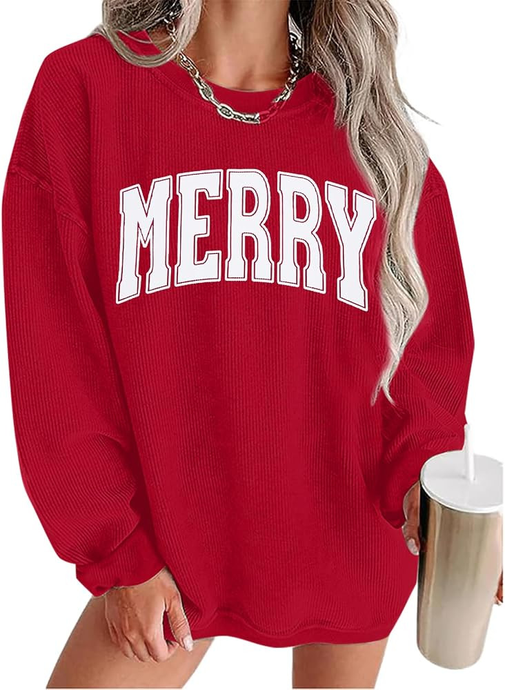 UNIQUEONE Christmas Sweaters For Women 2024: Oversized Christmas Tree Sweatshirt Merry Christmas ... | Amazon (US)