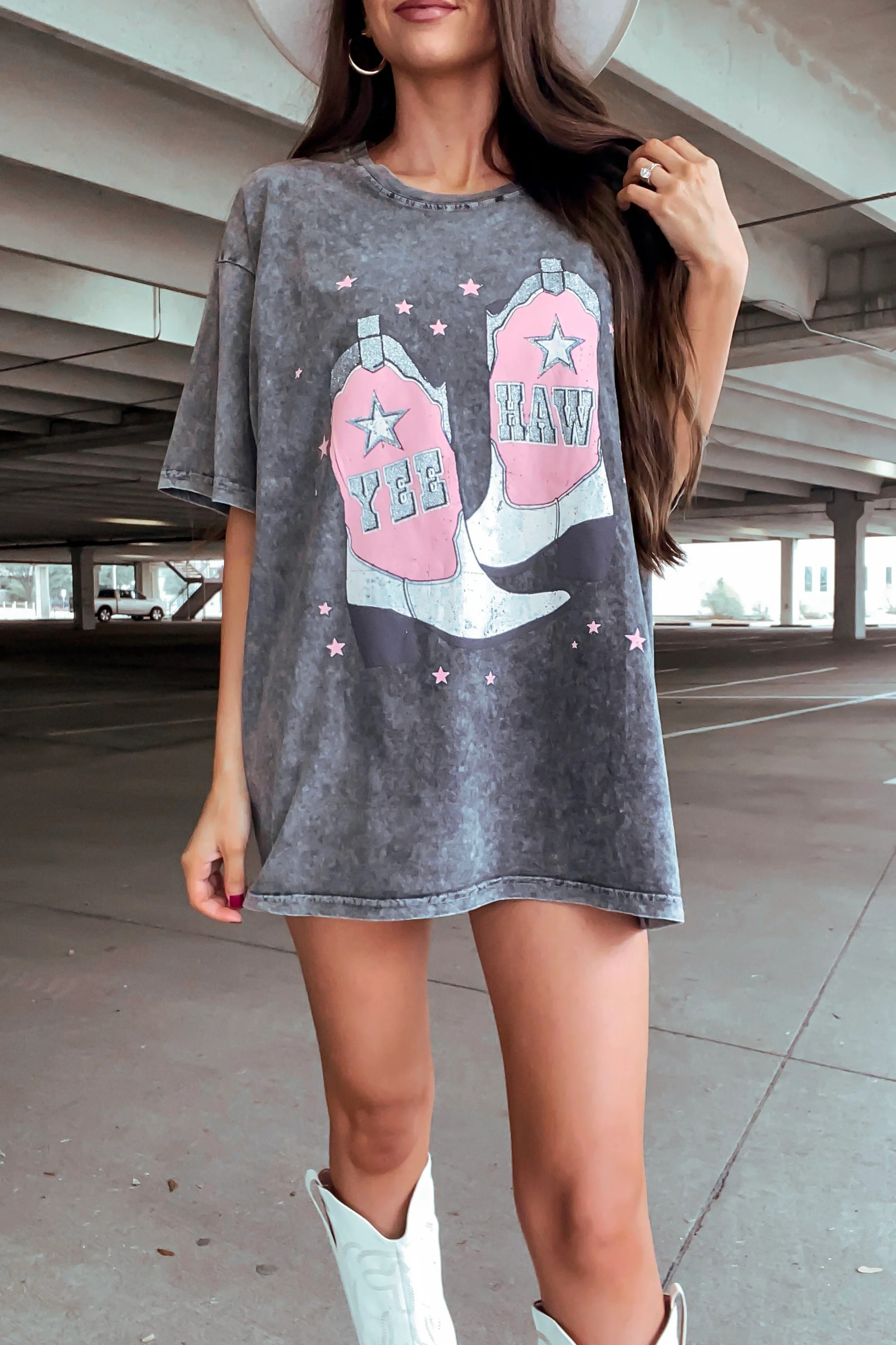 Vintage YeeHaw Graphic Tee -Charcoal | Matte Blaque