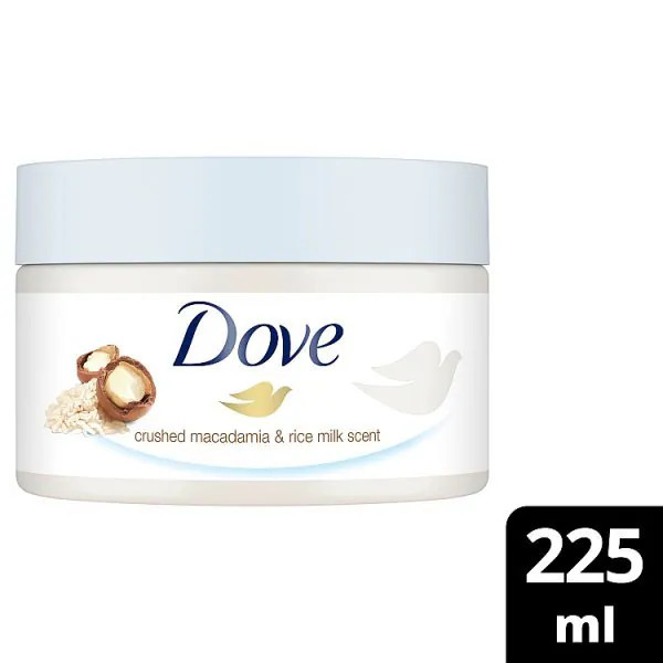 Dove Body Scrub Crushed Macadamia & Rice Milk 225ml | Superdrug