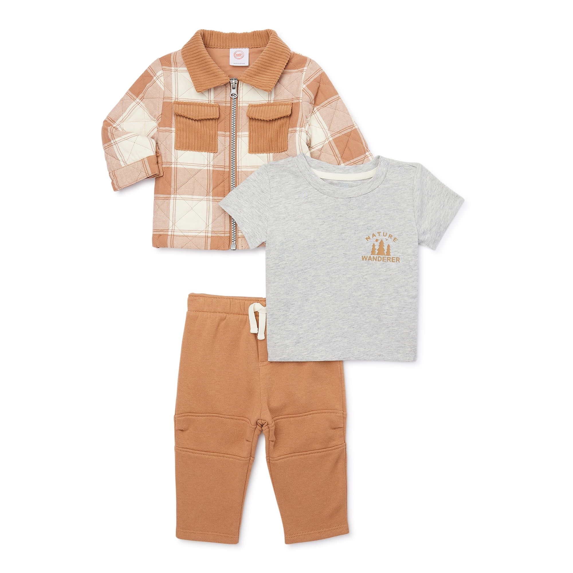 Wonder Nation Baby Boys' Tee, Pants and Jacket Set, 3-Piece, 0M-24M | Walmart (US)