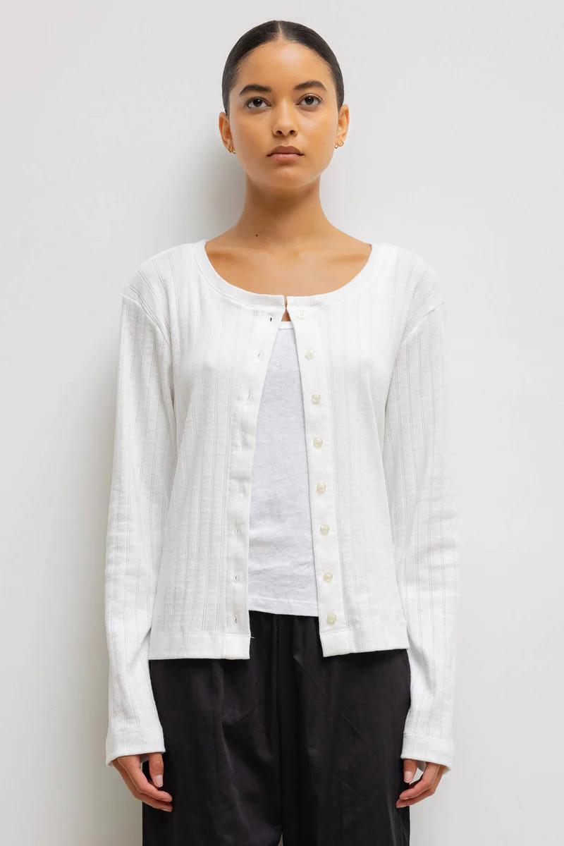 Pointelle Classic Crew Cardigan | LESET