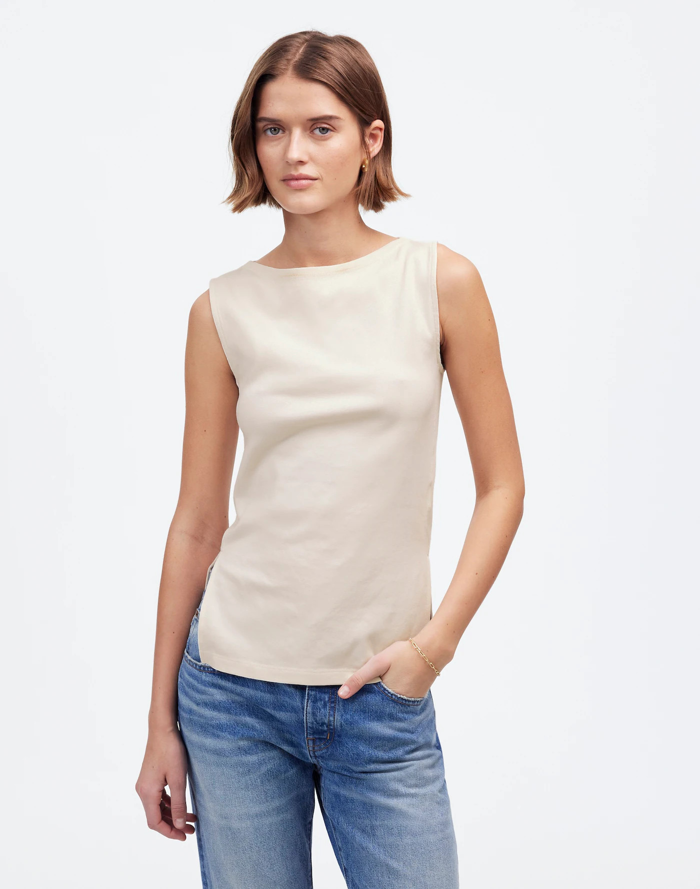 Sleeveless Boatneck Side Slit Tee | Madewell | Madewell