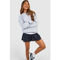 Womens Stretch Pleated Mini Skirt - Grey - 12 | boohoo (US & Canada)