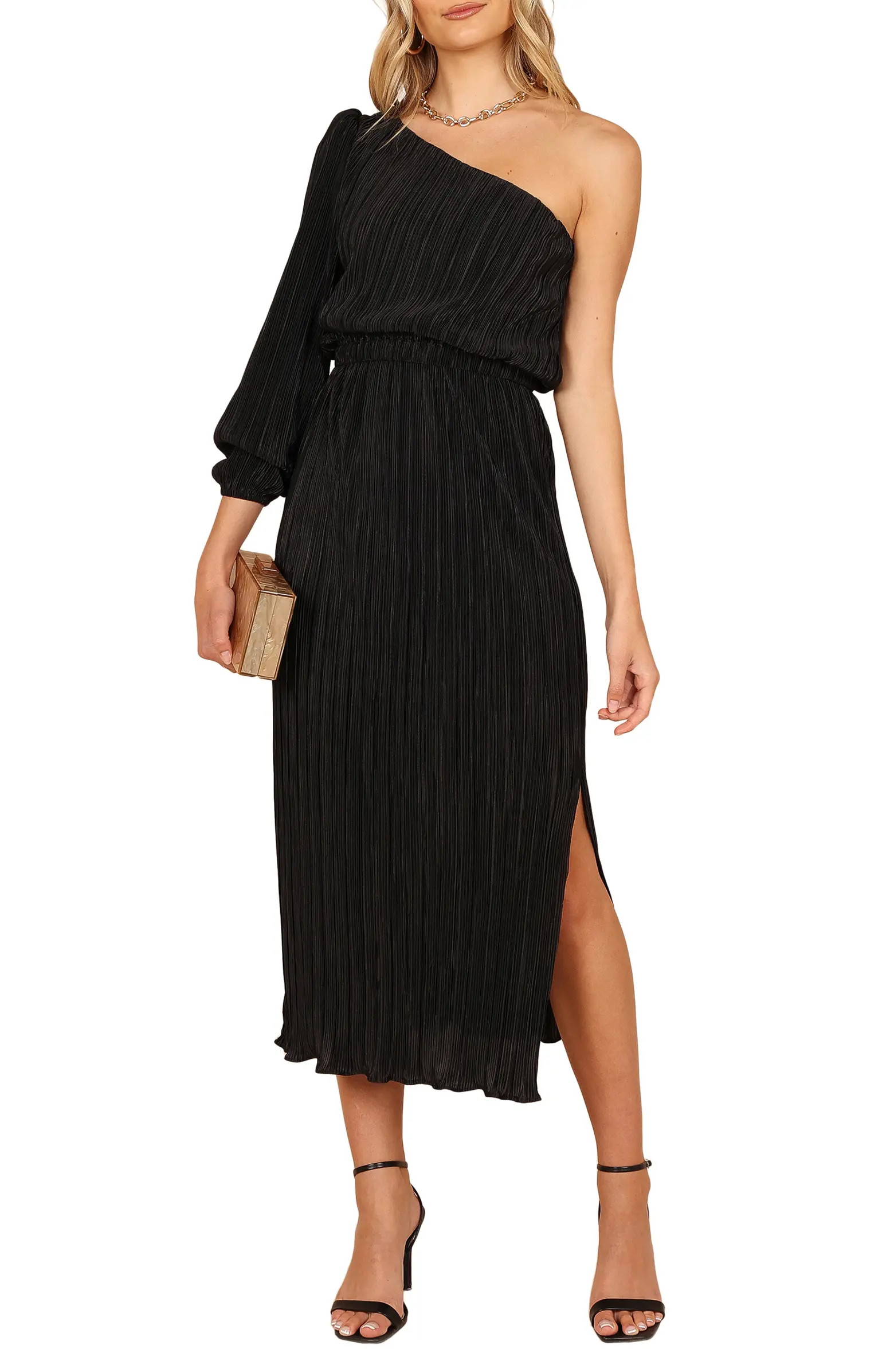 Pontee Plissé One-Shoulder Midi Dress | Nordstrom