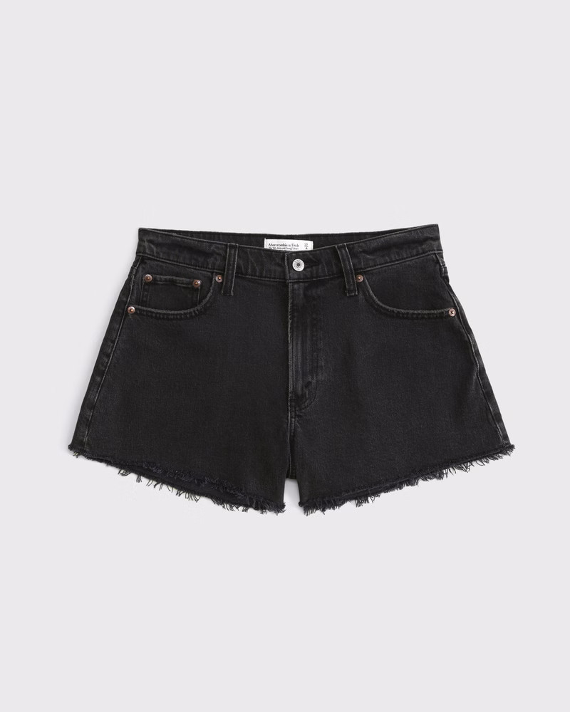 Abercrombie & Fitch Women's Curve Love High Rise 90s Cutoff Short in Washed Black - Size 31 | Abercrombie & Fitch (US)