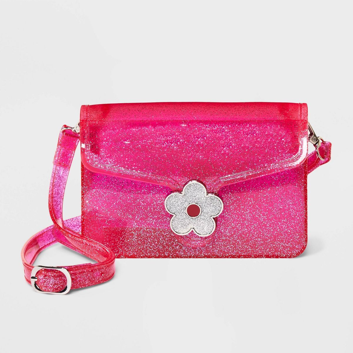Girls' Glitter Flower Jelly Crossbody Bag - Cat & Jack™ Pink | Target