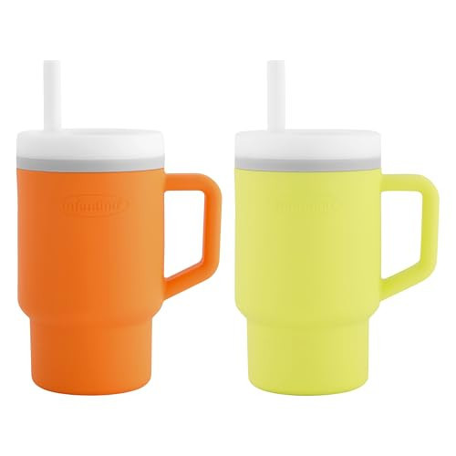Infantino My 1st Tumbler – Adorable Miniature Tumblers with Leak-Resistant Straw and Toddler-Friendly Handle, Encourages Hydration, Easy to Clean, 9 fl. oz, 2 Pack, Creamsicle & Citrus | Amazon (US)
