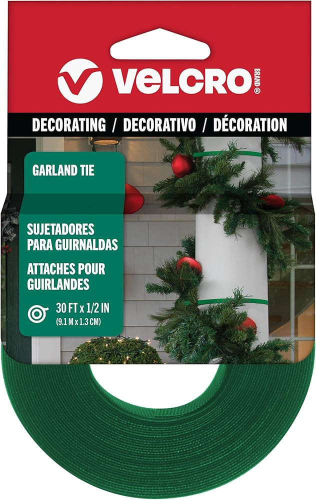 VELCRO Brand Holiday Garland Ties or Cable Straps | Hang Garlands, Lights or Wreath | for Baniste... | Amazon (US)